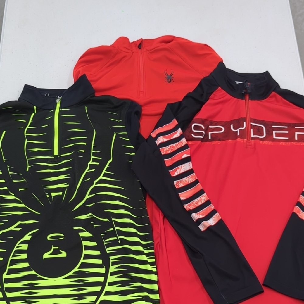 Spyder Quarter Zip Long Sleeve Set - Red, Black & Neon